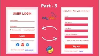 Login Page Linked With Signup Page User Registration with MySQL  Python Tkinter GUI Project