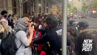 Over 1000 anti-Israel protesters march toward Met Gala quickly hindered by cops arrests made