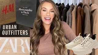 HUGE FALL CLOTHING HAUL  Zara H&M Abercrombie Urban Outfitters Essentials - PART 1