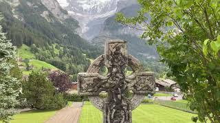 Most beautiful cemetery in the world  Grindelwald Switzerland Reformierte Kirche cemetery 4K walk