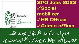 SPO Social mobilizer jobs 2023  NGO jobs in Pakistan 2023