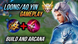 LOONGAO YIN BEST BUILD FARM LANE  HONOR OF KINGS LOONGAO YIN GRANDMASTER BUILD ARCANA & GAMEPLAY