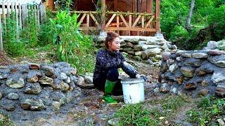 The process of building a bridge using sturdy stone and concrete - Rehabilitation after the flood