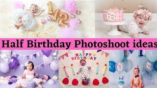 Half Birthday Photoshoot ideas  6 Month Baby Photoshoot ideas at Home  DIY Baby Photoshoot ideas 