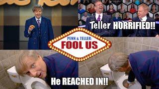 Most DISGUSTING magic trick EVER PERFORMED on Penn & Teller Fool Us Mac King eats out of a toilet??