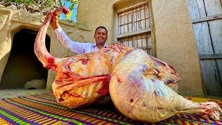 Cooking A Whole Huge Ostrich  60 KG Whole Ostrich Cooking in Village  Village Food Secrets