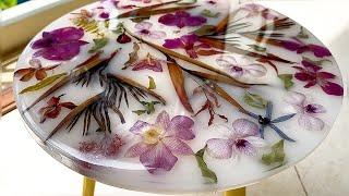 Resin Art Tutorial  Amazing white table made of flowers and epoxy resin