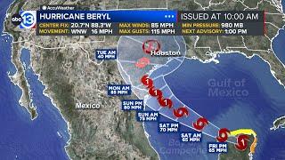 Beryl more likely to track through Texas latest forecast shows
