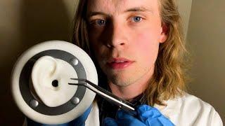 ASMR DEEP Ear Cleaning Exam with Tweezers close whispering sensitive ear to ear doctor roleplay