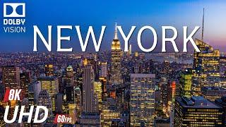 NEW YORK AT NIGHT 8K Video Ultra HD With Soft Piano Music - 60 FPS - 8K Nature Film