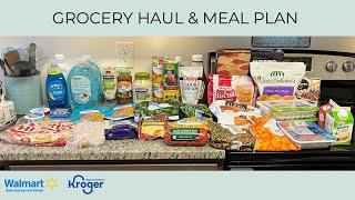 GROCERY HAUL & MEAL PLAN  BUDGET FRIENDLY  WALMART PICKUP  KROGER  DINNER IDEAS  FAMILY OF TWO