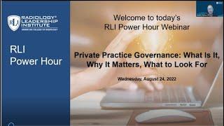 Aug 2022 Power Hour Webinar Private Practice Governance