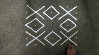 Simple dots rangoli design for beginners 7×7 dots kolam  latest muggulu design  ठिपक्यांची रांगोळी