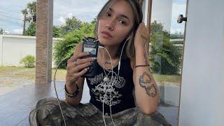 ASMR  tascam triggers in thailand tapping hair mouth sounds..