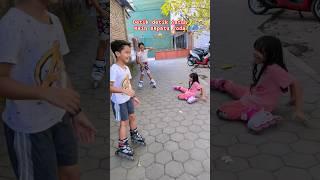 ASTAGA KASIAN BGT TEMEN DISTA JATUH MAIN SEPATU RODA#trending #viralvideo #shortviral