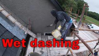 How to wet dash rough cast render a wall pebble dash plastering cement new