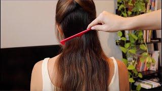 ASMR  Gentle hair combing wet hair hair play water sounds whispers