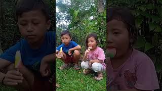 makan Eskrim berdua di kebun#shorts