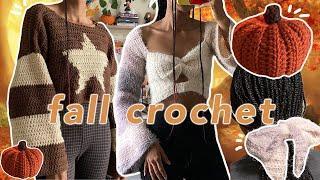  fall crochet  star sweaterjumper pumpkins coquette top bow ️