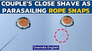 Gujarat couple had a close shave as parasailing rope snaps in Diu  Oneindia News