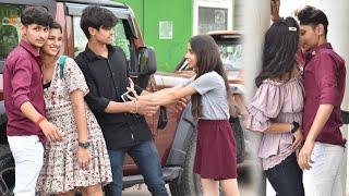 Romantic Accidentally Takkar Prank On Cute  GirlsPart-3  epic reaction   Harshit PrankTv