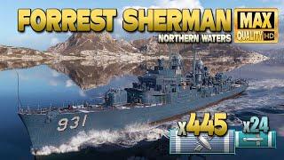 Destroyer Forrest Sherman MVP on map Northern Waters - World of Warships