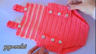 لا تضيعى وقتك  سالوبيت كروشية بيبى   فقط بقطعة واحدة  سهل وسريع crochet jumpsuit- one piece