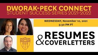 Dworak-Peck Connect Student Success Series Resumes and Cover Letters
