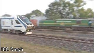180 Kmph Trail Run  Train 18 Overtake a Freight Train  Indias Fastest Train.