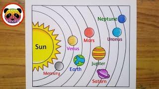 Solar System Drawing  How to Draw Solar System  Solar System Planets Drawing  Solar System