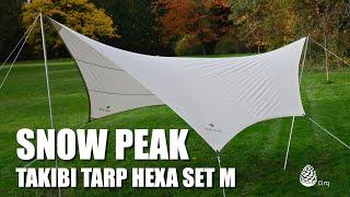 Snow Peak - Fire Resistant Takibi Tarp Hexa Set M  Overview & How to Set Up Take Down & Pack Up