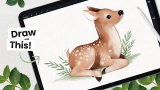 Lets Draw A Cute Watercolor Deer • Procreate Tutorial