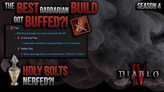 Diablo IV season 4 Midseason PATCH notes  INSANE buffTo the BEST Barbarian build & Holy Bolt NERF