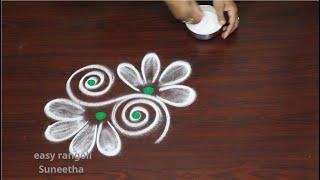 2 very easy & simple freehand kolam rangoli designs   Small Beginners muggulu