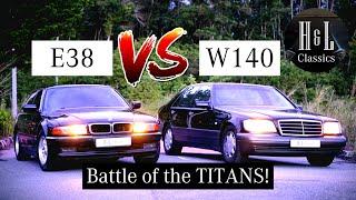 Mercedes-Benz W140 vs BMW E38 - Battle of the Titans