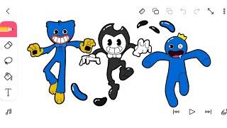 FlipaClip - Huggy Wuggy Bendy and Blue morphing animation timelapse