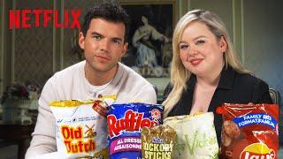 Luke Newton and Nicola Coughlan Taste Test Canadian Chips  Bridgerton  Netflix