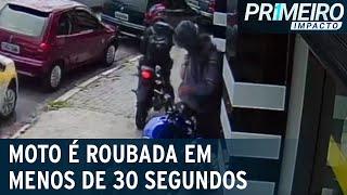 Bandidos roubam moto nova em apenas 29 segundos  Primeiro Impacto 160322