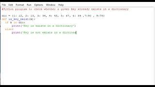 Python program to check whether a given key already exists in a dictionary