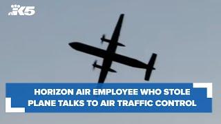 Extended audio Horizon employee talks with air traffic control in cockpit