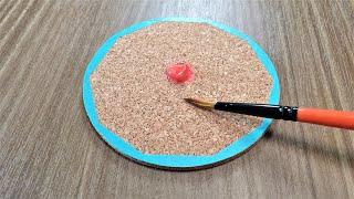 Pink Tulip painting How to paint on a Cork coaster  Acrylic painting Step by Step ️072