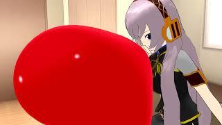 MMD Luka blowing her red balloon no pop