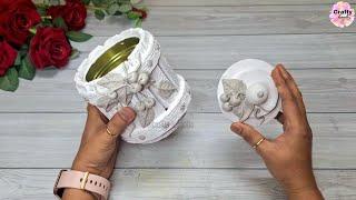 Very beautiful craft idea using waste tin can  DIY storage  tin can craft idea  Crafty hands