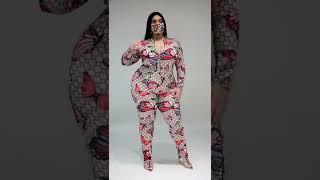 Plus size Fashion Model  New jumpsuit dress  Curvy Women Models