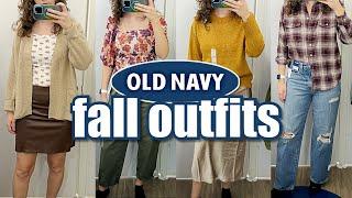 Fall outfits at Old Navy  dressing room try on