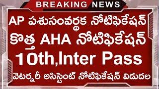 AP లో పశుసంవర్థక శాఖ నోటిఫికేషన్  AP AHA notification update  10thInter Pass  Full details