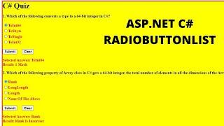 How to create quiz using Radio Button List using ASP.NET C# TECH SOLUTIONS.