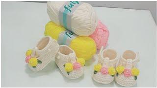 كروشيه أسهل وأجمل حذاء لكلوك بناتي وشرح مبسط لجميع المقاسات Girl crochet shoes.