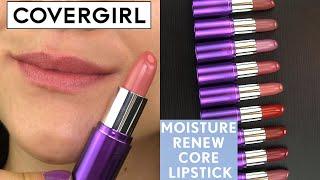 COVERGIRL Simply Ageless MOISTURE RENEW CORE LIPSTICKS  Lip Swatches & Review