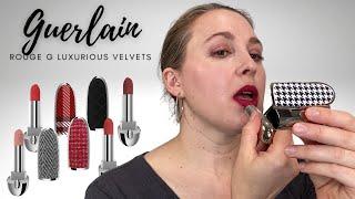GUERLAIN Rouge G Luxurious Velvet Lipsticks and Classic Fabric Cases  Swatches Comparisons Review